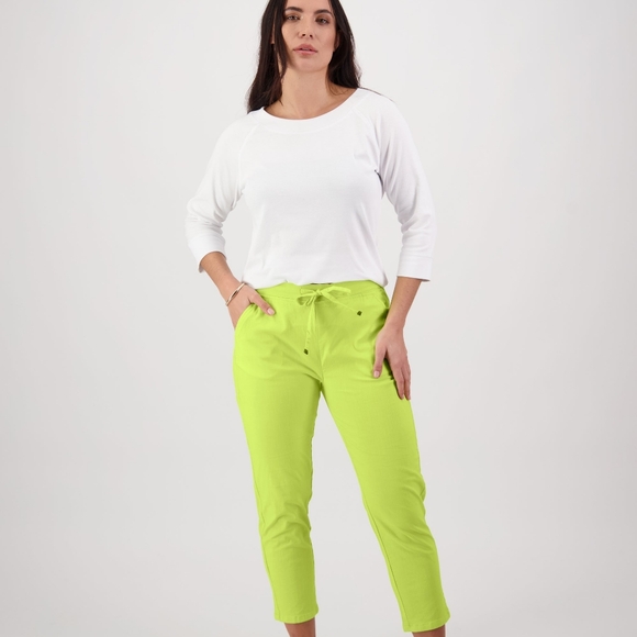 Yolly-Italy Pants - Yolly Lime Green Cropped Miracle Pants for Women